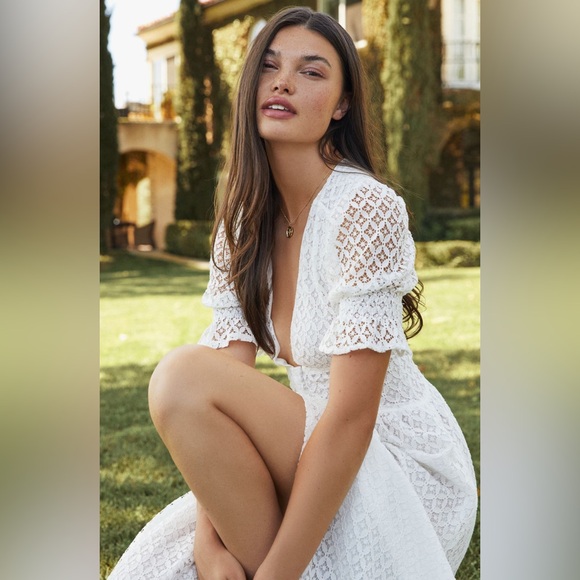 VICI Collection Lace Puff Sleeve Long Dress - Picture 2 of 10